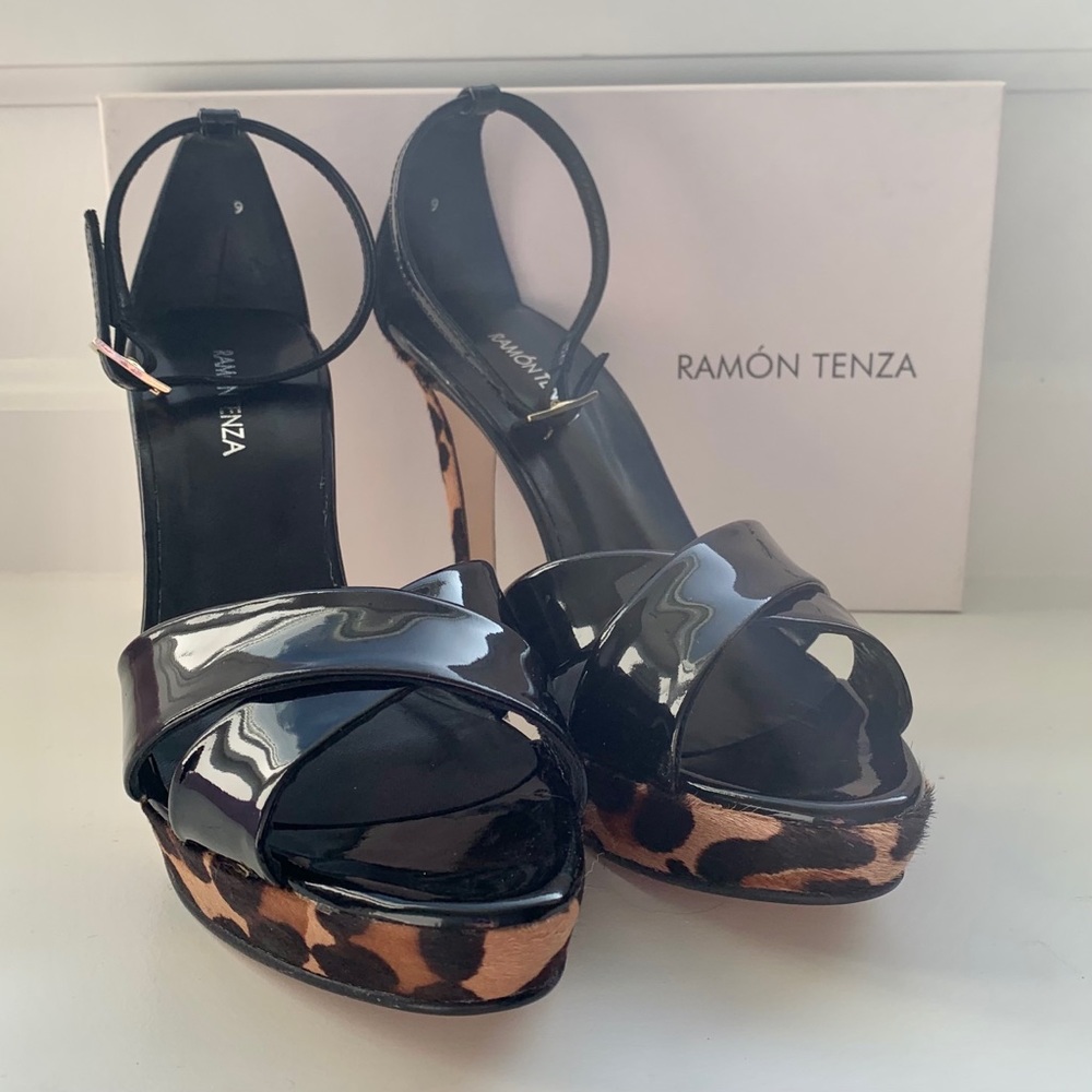 NWT RAMÓN TENZA Black and Leopard Heels